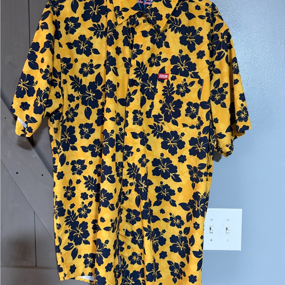 DIXXON Men’s Yellow Shirt with Black Floral Print-Aloha Series